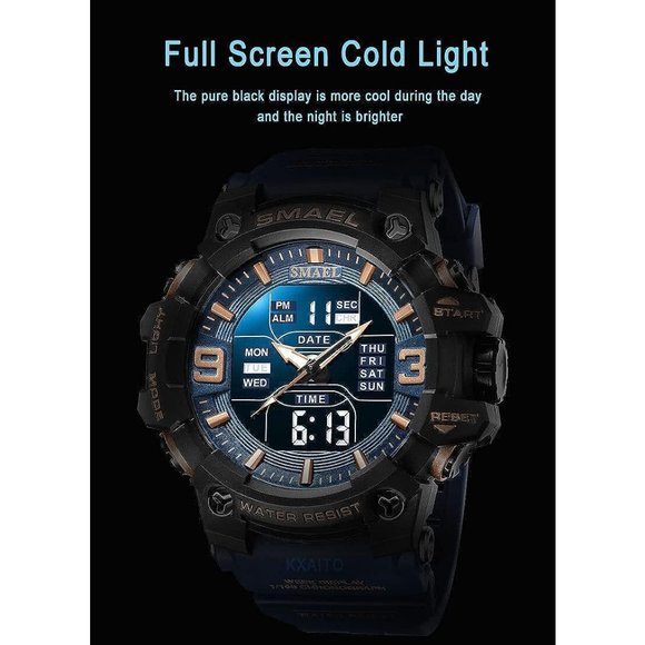 KXAITO Men Electronic Digital Large Dual Display Waterproof Tactical Army Watch - Picture 6 of 6